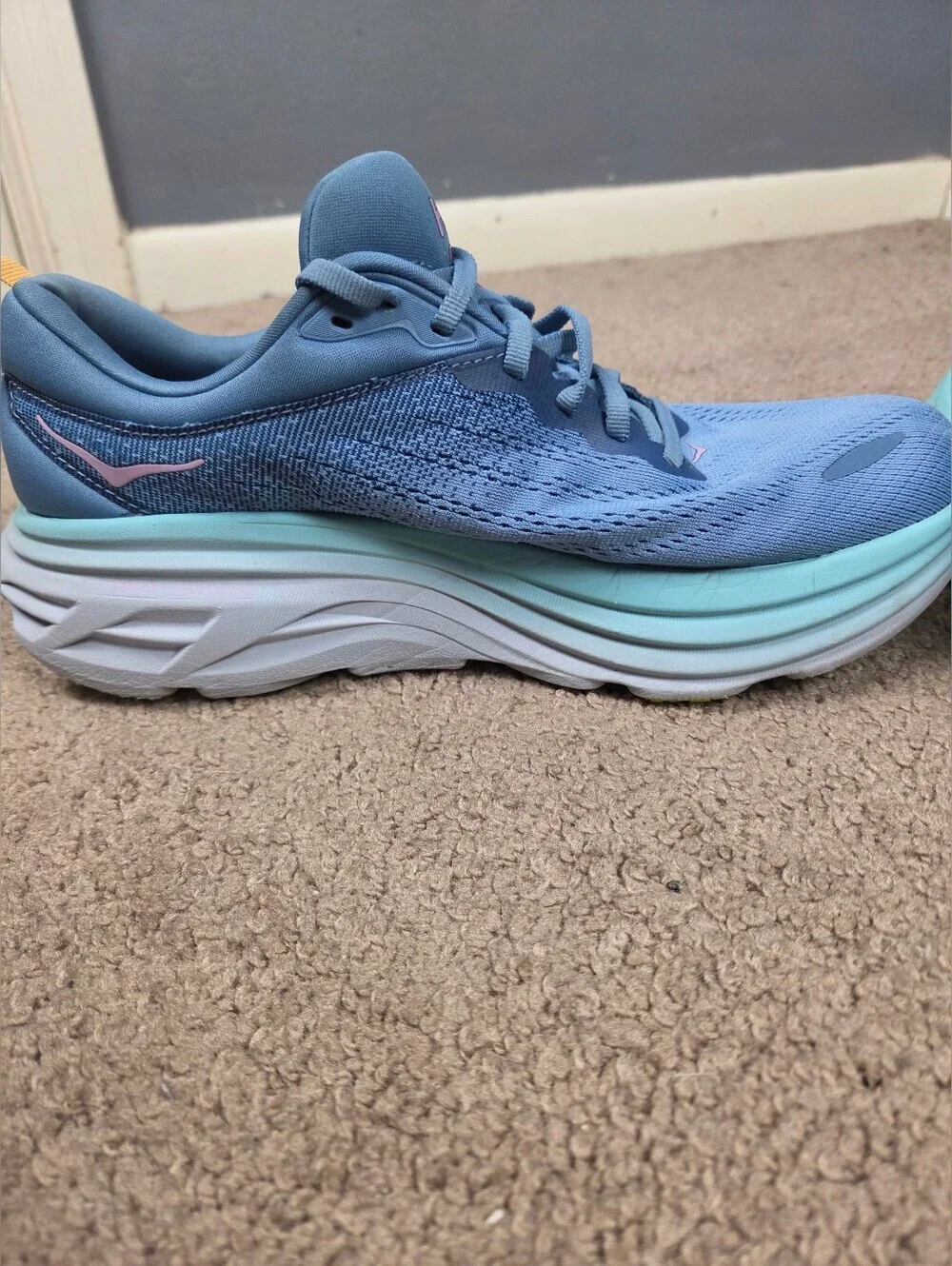 Hoka Men’s Blue Athletic Shoes with Pink Logo - Picture 6 of 7
